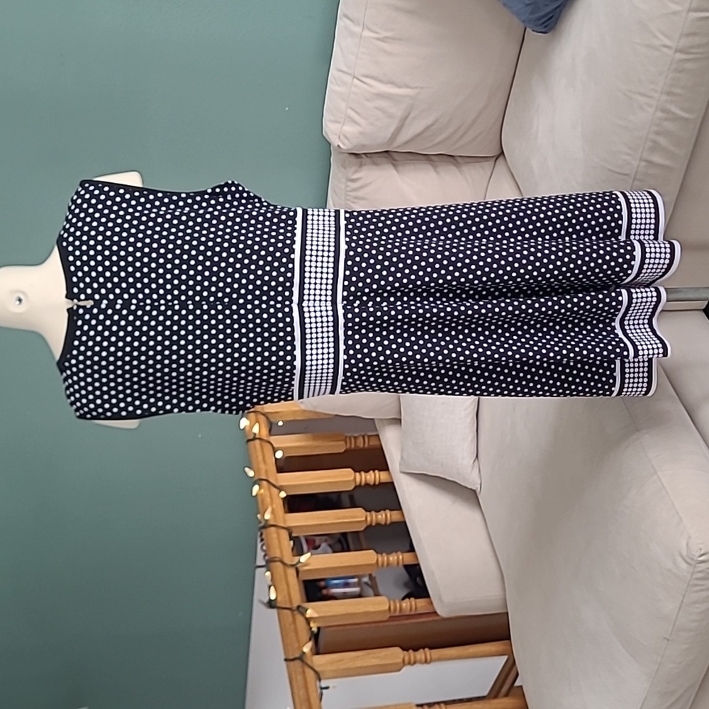 Micheal Kors polka dots black & white midi dress 2X - Picture 4 of 8